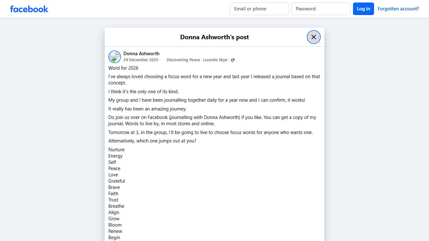 Donna Ashworth - Word for 2026 I’ve always loved choosing... Facebook